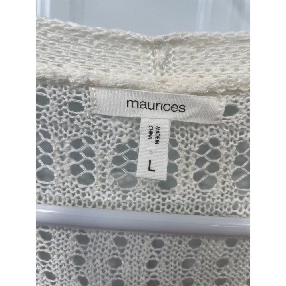 Maurices Cardigan Sweater Size Large Striped Open Stitch Multicolor Comfort Knit - Picture 4 of 7